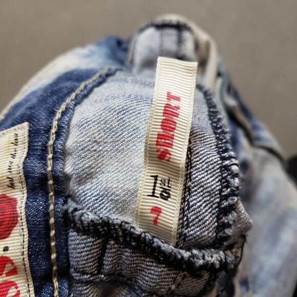 1st kiss stretch denim shorts flap pocket rolled hem - Picture 6 of 9